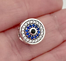 Evil Eye Charm, 925 Sterling Silver, Blue Cz