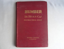 Humber 16/50 H.P Car Instruction Book - 193010