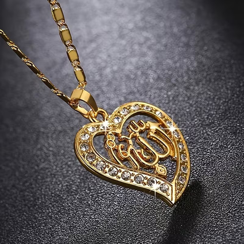 Allah necklace gold tone - necklace, cz