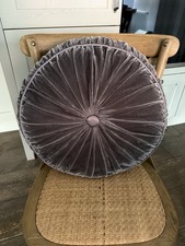 Laura Ashley Large Velvet Round Cushion In Grey 48 Cm