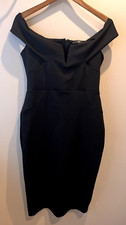 Missguided Dress Size 12 Black Bodycon Midi Off The Shoulder Party Going Out