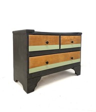 Vintage Mid 20th Century Art Deco Revival Compact Blonde Oak Chest of Drawers