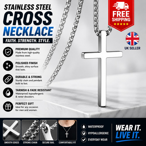 Stainless steel cross necklace - cross,