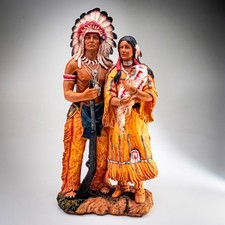 Native American Family Figurine Statue 32.5cm Tall Detailed Warrior Mother Child
