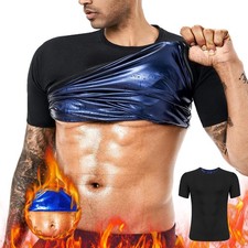 Men's Sauna Sweat Suit Weight Loss Shapewear Boxing Top Shirt Waist Trainer Gym 