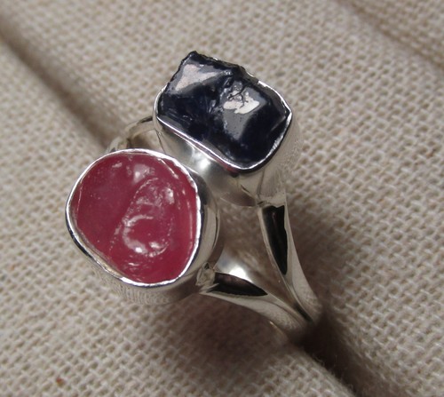 Sterling silver natural ruby - , &