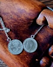  double coin necklace, 2 coin solid sterling  silver 