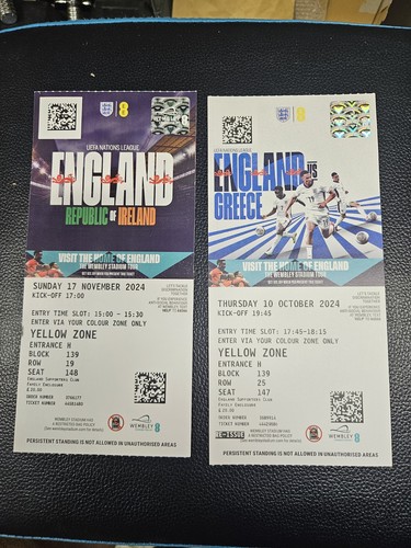 England ticket stubs from - england,