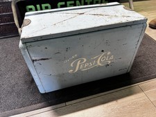 Vintage 1950s Drink Pepsi Cola Blue Metal Ice Cooler chest- RARE Model
