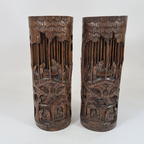 Antique pair chinese carved - pair,