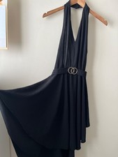 Apricot Dress Size L 14-16 Black Halter Sleeveless Fit Flare Party Going Out