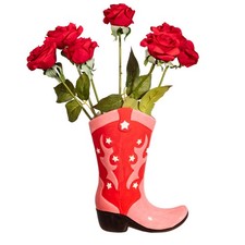 Pink and Red Cowboy Boot Vase Sass and Belle