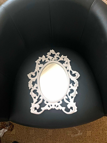 White ornate oval framed - ornate,
