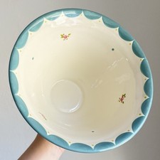 Gabriella Miller Designs Salad / Serving Bowl Medium Pink Rose Blue Flora Accent