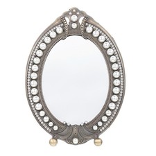 Vintage Makeup Mirror Desktop Vanity Mirror Dresser Pearl Decor Dressing Mirror