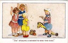 Madge Williams Postcard - Boy with Hobby Horse & Toy Gun by Salmon