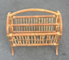 Vintage Wooden Wicker Magazine Rack with Heart detail #AGT229