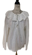 Zara White Ruffled Blouse Size