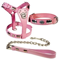Staffy Leather Dog Pink