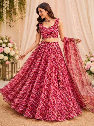Women organza silk lehenga - organza,