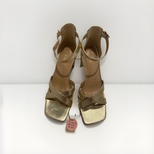 NEW * PRIMARK Gold Sandal Block Heel Ladies Girls Party Shoe UK 7 Wide Fit BNWT