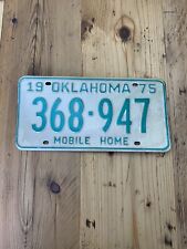 Vintage Oklahoma 1975 Mobile Home US License Plate 368-947