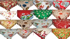 Christmas Wipe Clean Tablecloth Vinyl PVC Oilcloth Xmas Sold by the Metre