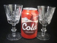 Pair of Edinburgh Crystal STAR OF EDINBURGH Sherry Wine Glasses 5"h (signed)