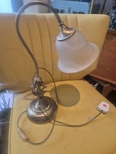 Antique Brass Stained Glass Table Lamp Vintage Light