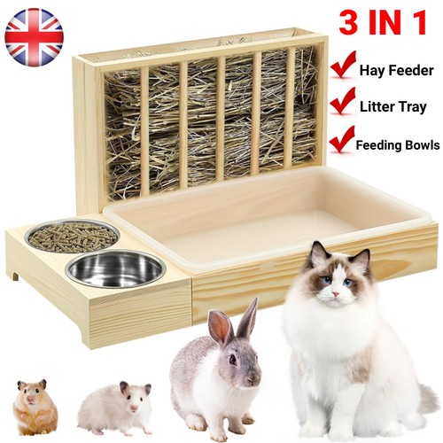 Rabbit hay feeder with - 3-in-1,