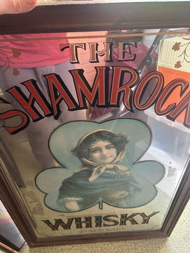 Large shamrock whisky mirror - shamrock,