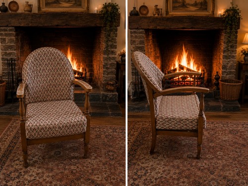 Vintage upholstered wooden - upholstered,