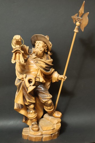 Old 36cm large carved wooden - old,
