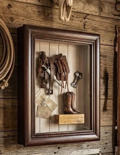 Vtg western decor shadow box - western,