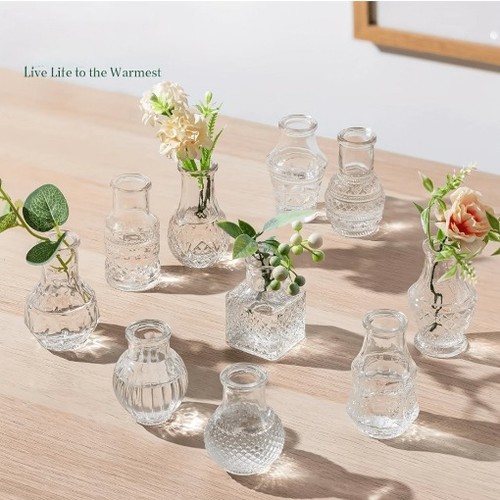 Glass bud vase set small - vase, 10