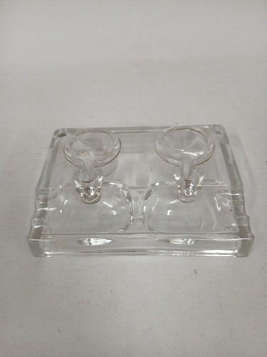Vintage double glass inkwell - glass,