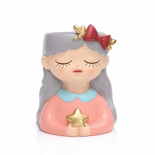 Girl bust planter whimsical - girl,