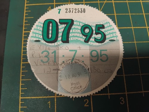 Vintage tax disc july 1995 - disc,
