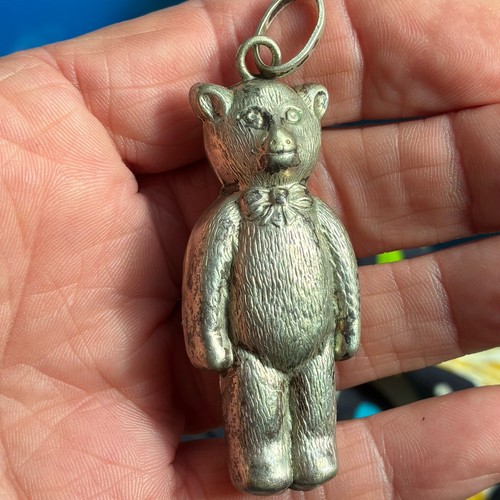 Antique silver teddy bear - silver,