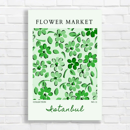 Floral abstract green canvas - floral,