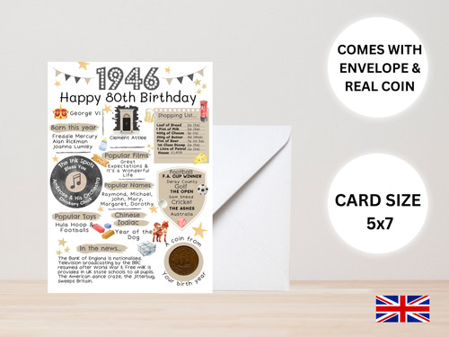 80th birthday card - with, 1946
