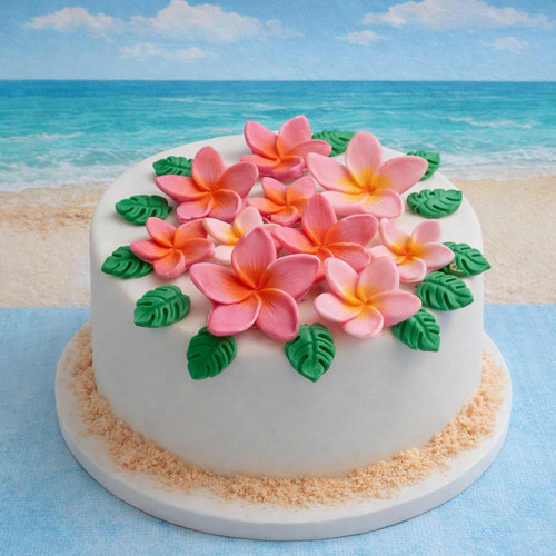 Tropical cake with plumeria