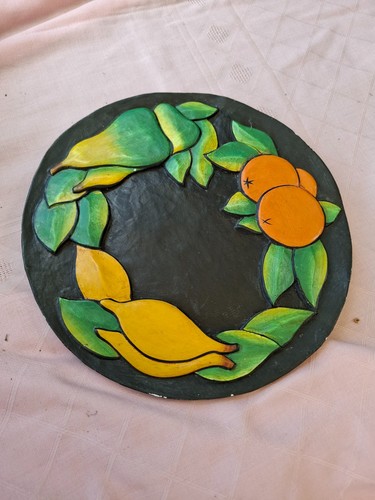 Vintage carved wood plate - vintage,
