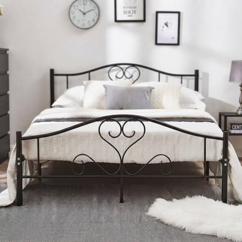 Sturdy 4ft6 black metal bed - 4ft6,