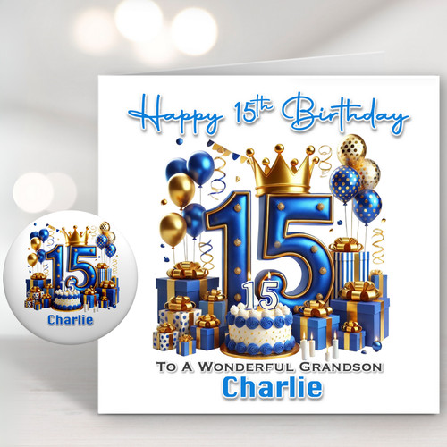 Boys 15th birthday card - boys,
