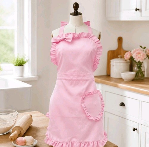 Cute pink ruffle apron with - pink,