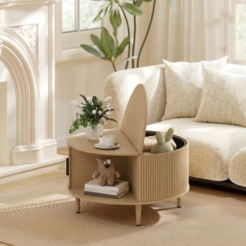 Round coffee table with lift - coffee,