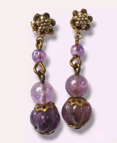 Purple stone dangle earrings - dangle,