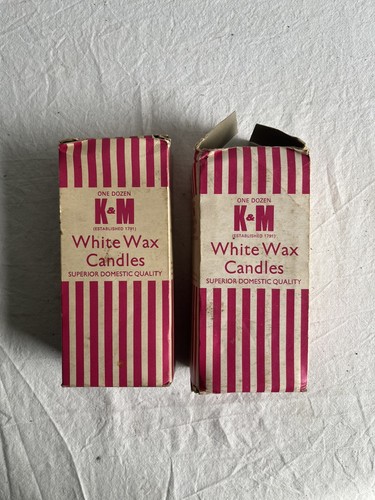 Vintage white wax candles - vintage, k&m