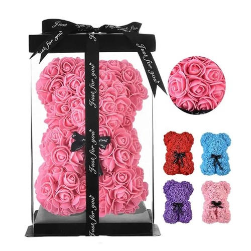 25cm artificial rose bear - 25cm,
